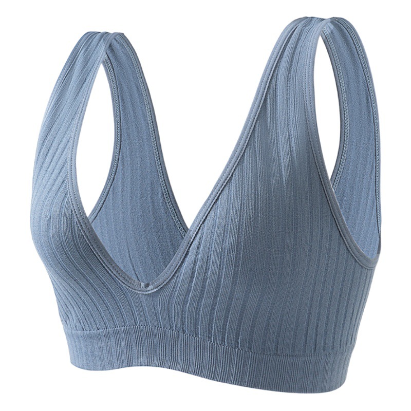 Cross-border estilo francés Deep V Plus tamaño sujetador camiseta de las mujeres sexy deportes yoga envuelto en el pecho sin costuras belleza espalda dormir ropa interior