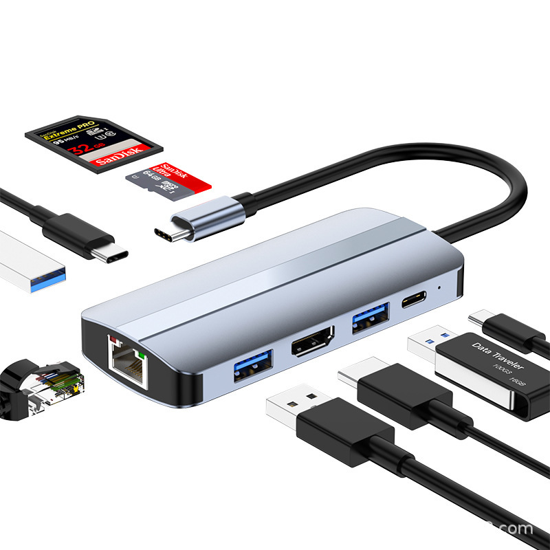 Tipo-c siete en uno muelle de expansión HDMI pantalla de proyección USB hub3.0 multi-función divisor Hub estación de acoplamiento