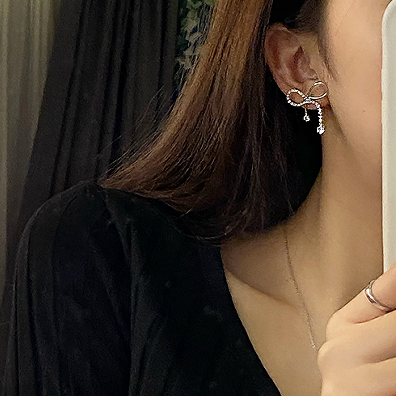 2021年新款潮蝴蝶结耳环925银耳饰气质韩国个性网红耳饰高级感