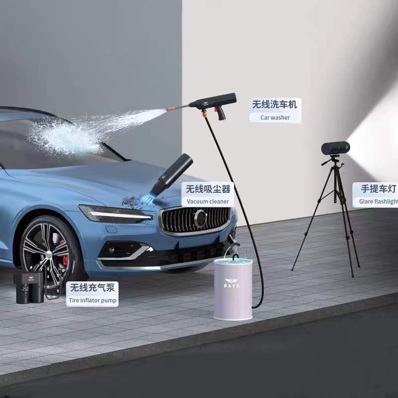 百羽无线洗车机车用家用便携式锂电池高压水枪强力洗地充电式清洗