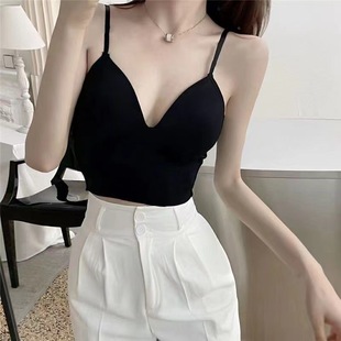 French Ice Silk Suspender Bra for Women to Wear Inside and Outside, Trendy Internet Celebrity Beauty Vest, Sexy Tube Top, Short Top Design