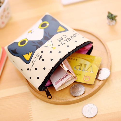 Korean style small fresh cartoon zipper coin purse short wallet girly cute portable student key bag