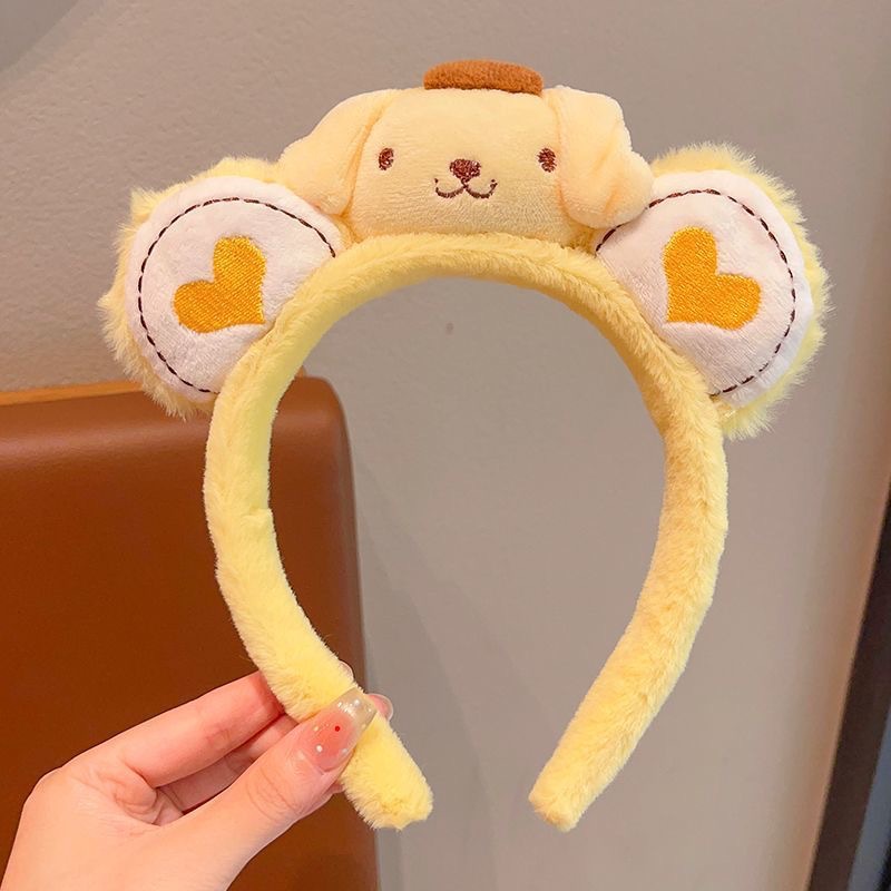 Nuevo otoño y invierno peludo aro de pelo dibujos animados Sanliogou cabeza aro de pelo especial para lavar la cara maquillaje pelo de pelo correa de pelo adornamiento