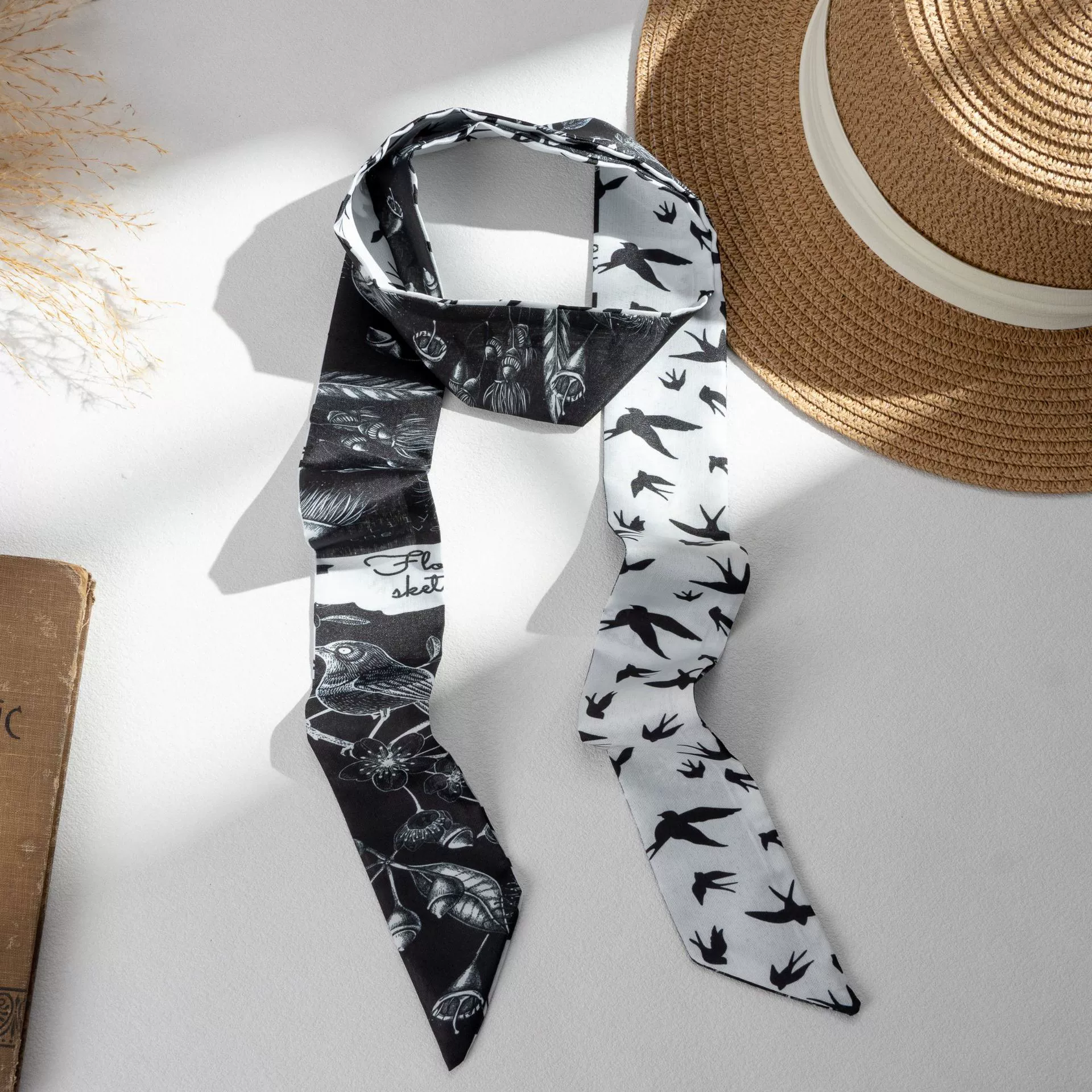 Silk Scarf Hairband (Suhang) long streamer 89×3.8 cm, lightweight gift box option