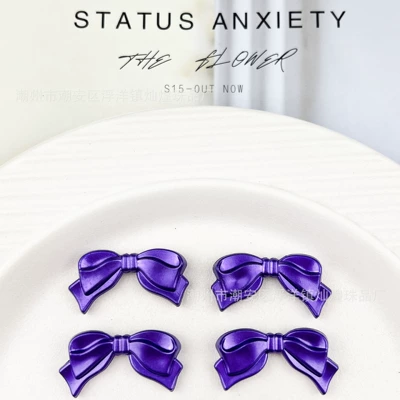 Keychain, Zərgərlik ara hissələri - 15dark-violet-bow-large-size-1836mm-hole-approximately-17mm-about-340-pieces-per-pound