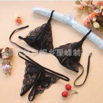 Factory Direct Sexy Pajamas Fashion Lace Open Dew Two-Piece Thong Temptation Sexy Underwear Set