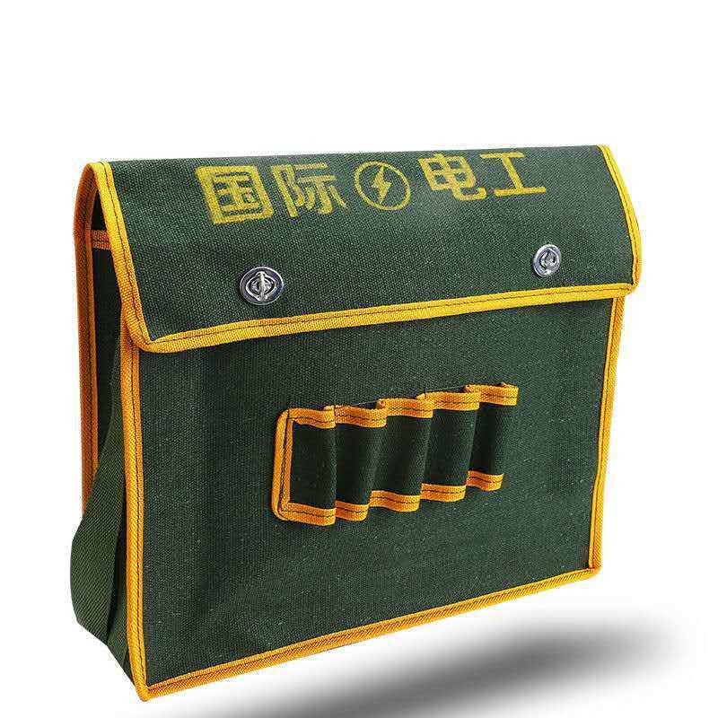Bolsa de herramientas auténtica, lona gruesa, tamaño ampliado, nuevo modelo para técnicos de instalación, bolsa de almacenamiento resistente al desgaste para protección laboral, bolsa de electricista.
