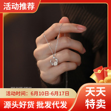 气质仙女风花环项链女s925纯银幻彩玫瑰花月牙锁骨链百搭首饰代发
