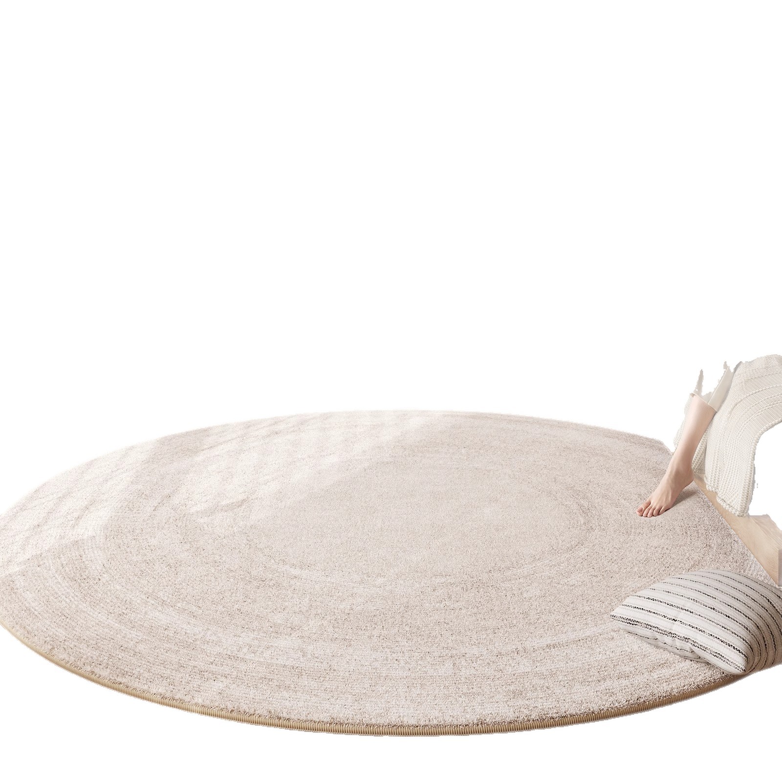 2025 alfombra redonda de la sala de estar doméstica nueva alfombra de alfombra de cachemir de viento de crema suave alfombra de cama de dormitorio