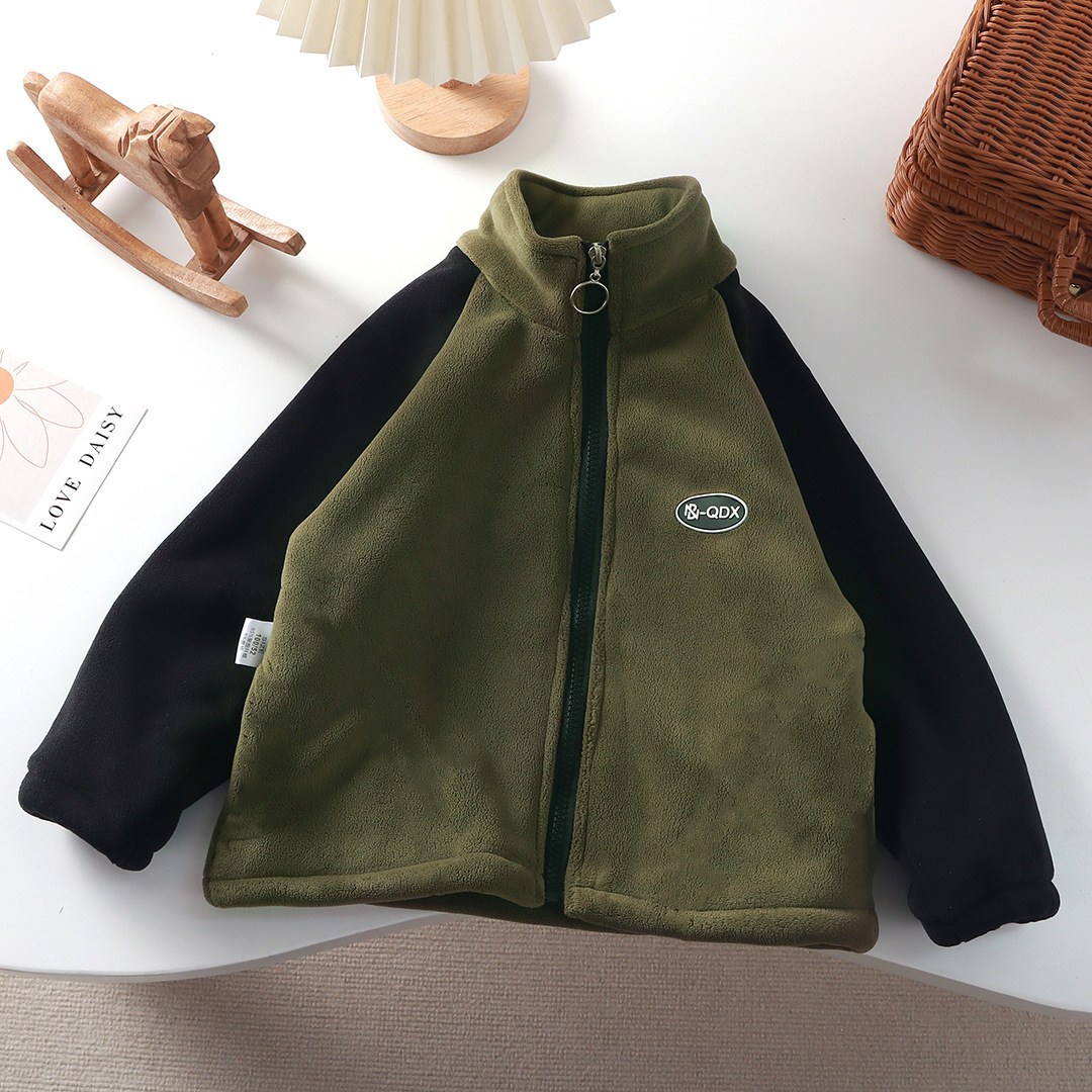 Niños con chaqueta de lana gruesa otoño y invierno, hombres y mujeres con ropa de algodón de invierno coreana, camisa con cremallera