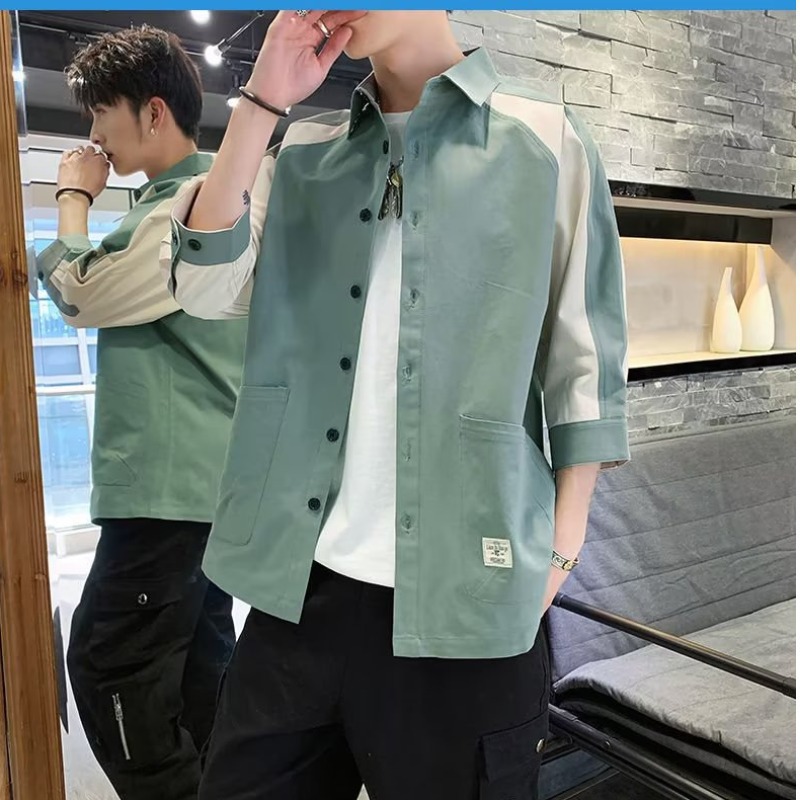 Ropa DE TRABAJO suelta de verano camisa de manga tres cuartos suelta casual volantes guapo media manga camisa de manga corta abrigo moda al por mayor