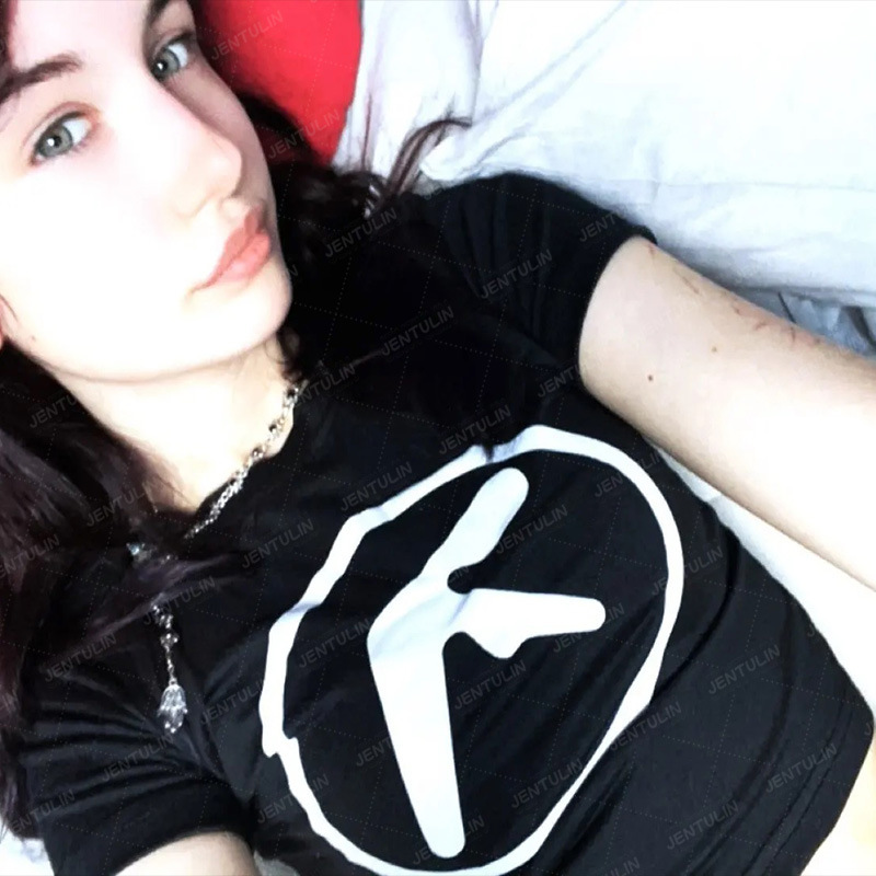 Aphex Twin American Retro Band Women's T-shirt Crewneck Sexy Black Short-sleeved Distinctive Top Trendy Brand T-shirt