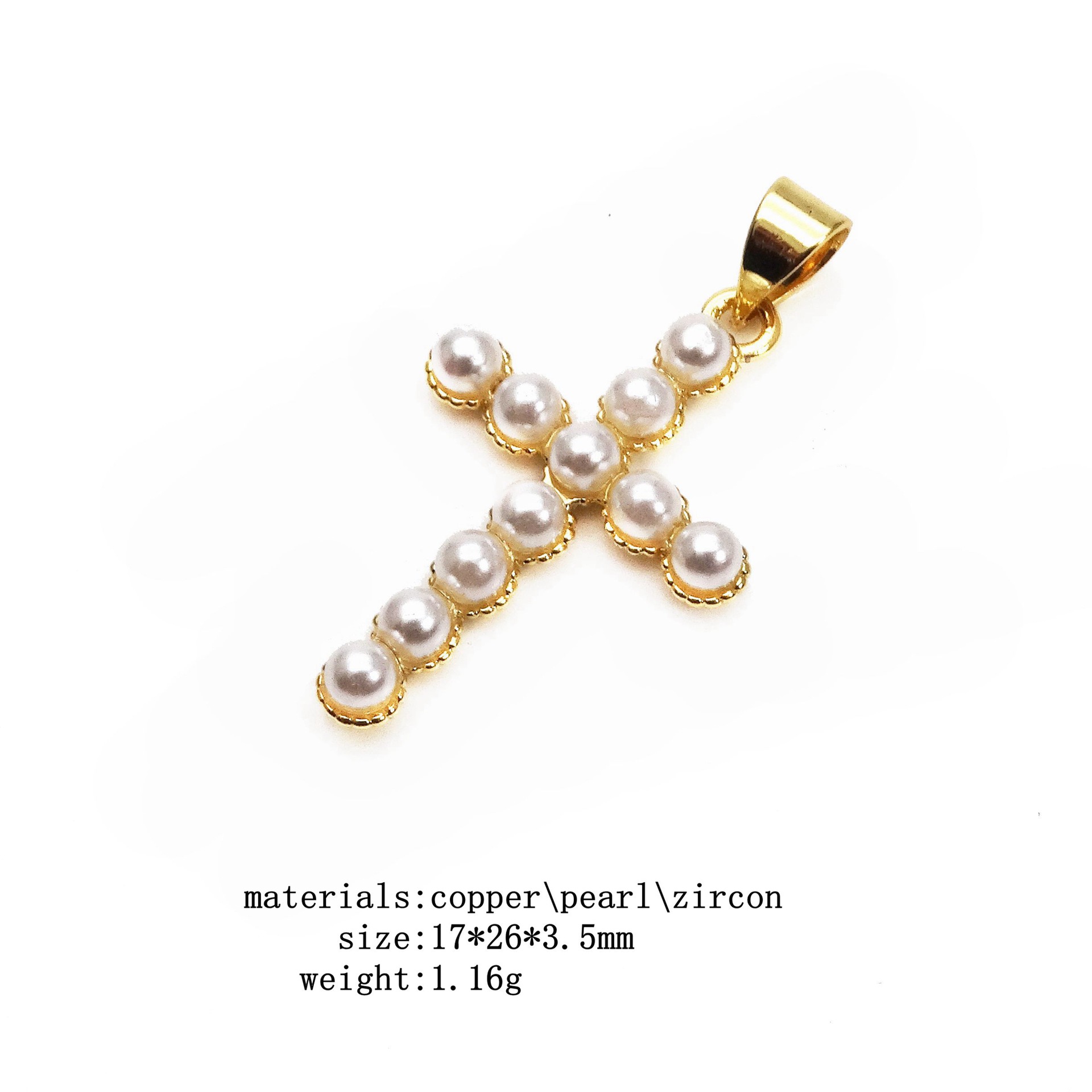1 Pieza Cobre Perlas Artificiales Cruzar Forma De Corazón Colgante display picture 9