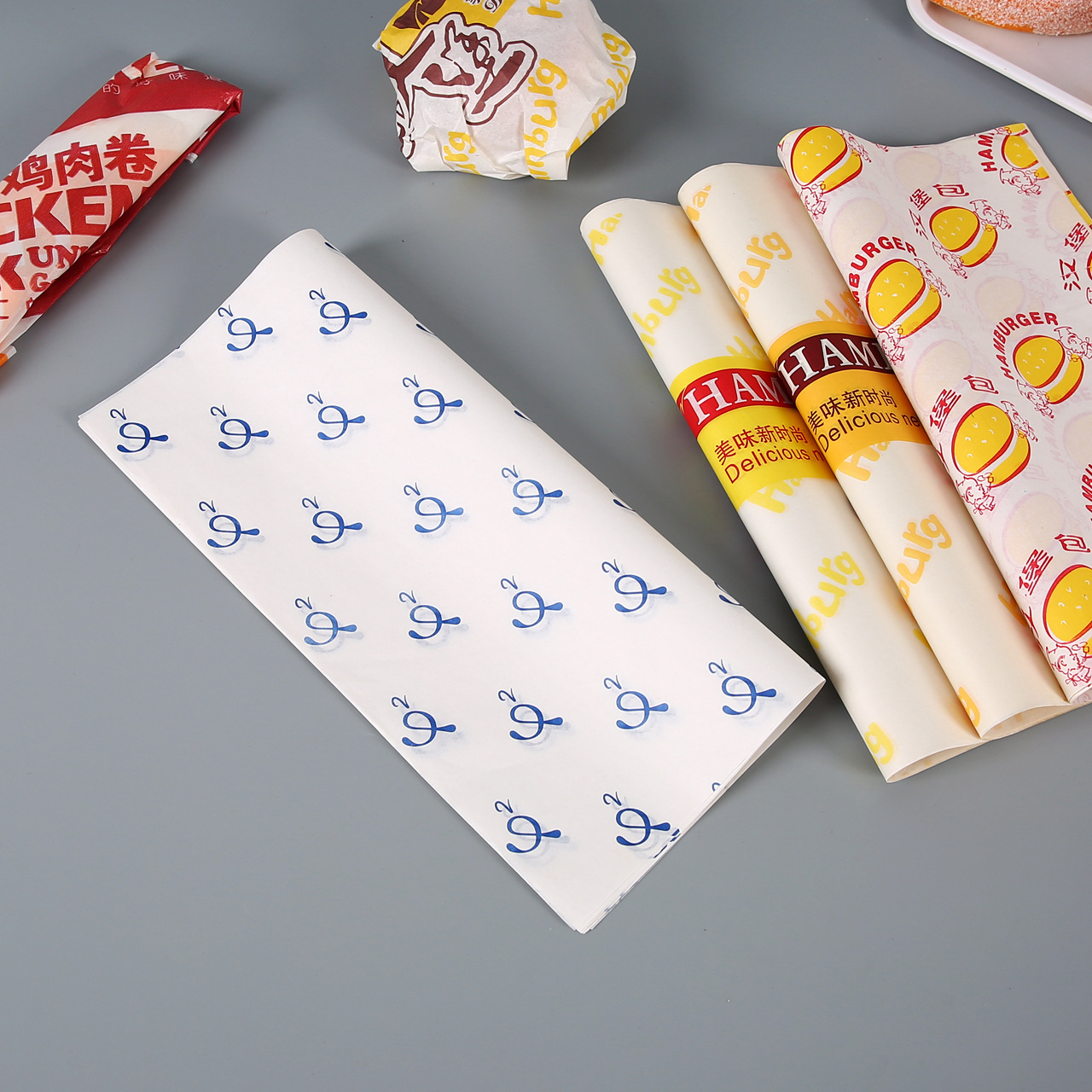 淋膜防油纸 汉堡纸 包装食品纸 垫盘纸 一次性三明治面包纸