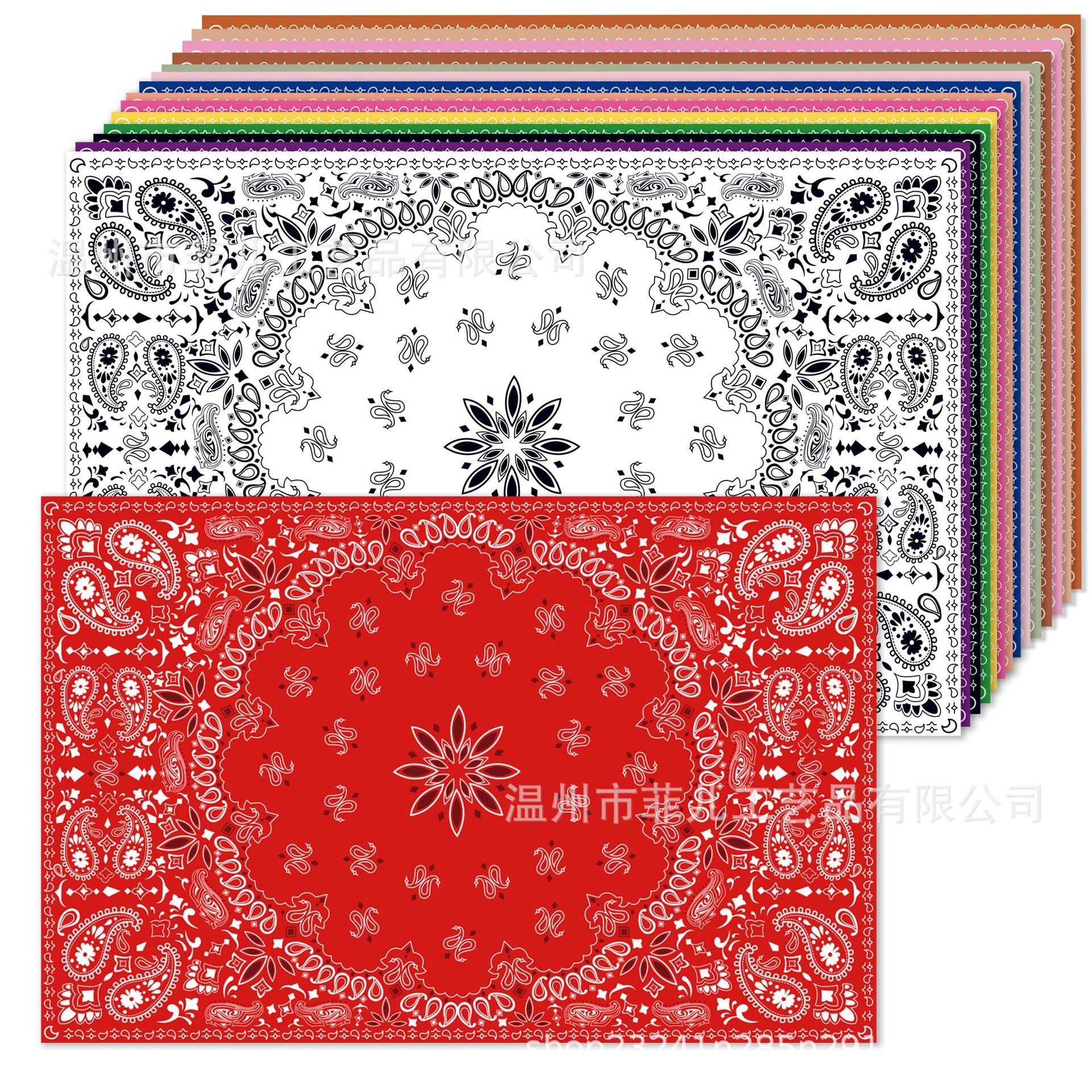 CA055 Cashew flower square placemat, holiday party decorative tableware, Chinese pattern decorative disposable placemat