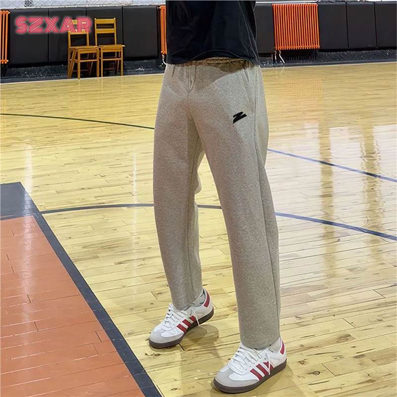 American-Style Sweatpants Meng Borong Same Style Basketball Sports Korean Version Student Summer Cropped Pants Straight-Leg Pants Loose Casual Pants American-Style Sweatpants Meng Borong Same Style Basketball Sports Korean Version Student Summer Cropped Pants Straight-Leg Pants Loose Casual Pants