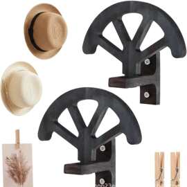 木制帽子收纳架壁挂式牛仔置物架墙壁太阳帽子鸭舌展示架实木帽架