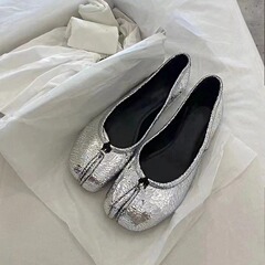 秒發！葡萄媽同款鞋爆裂圓頭分趾豬蹄鞋淺口配裙子的平底單鞋