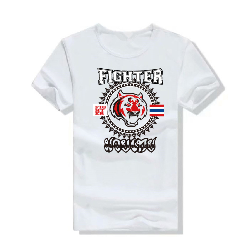 올코튼 화이트 타르트 프린트 호랑이 머리