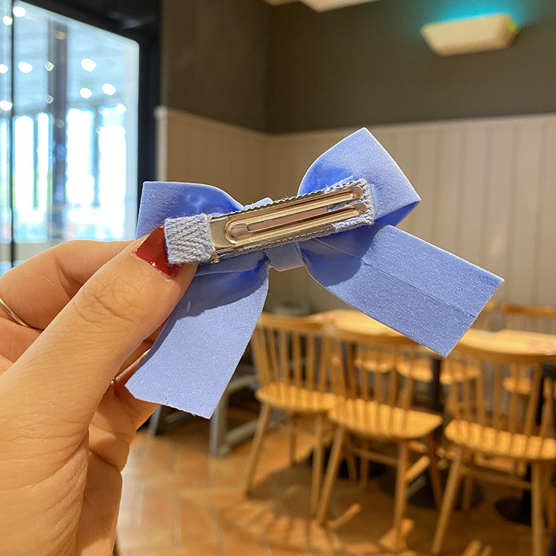 Patchwork Design Cute Style Cute Bow Knot Cloth Metal Patchwork Hair Clip 2 Pieces