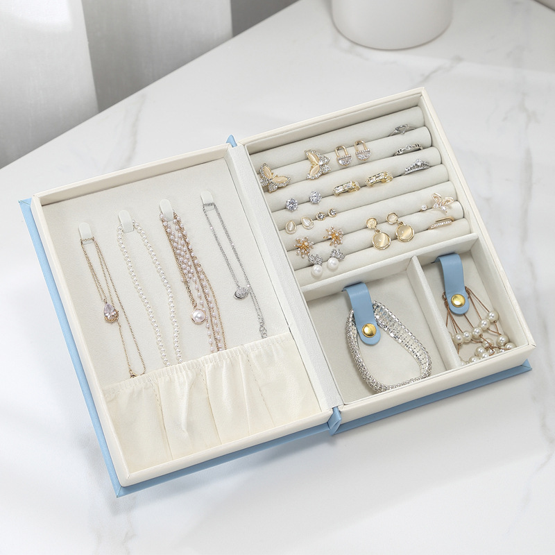 INS pendientes oreja espárragos almacenamiento esta caja de joyería creativa anillo collar joyería libro PU caja de joyería transfronteriza al por mayor