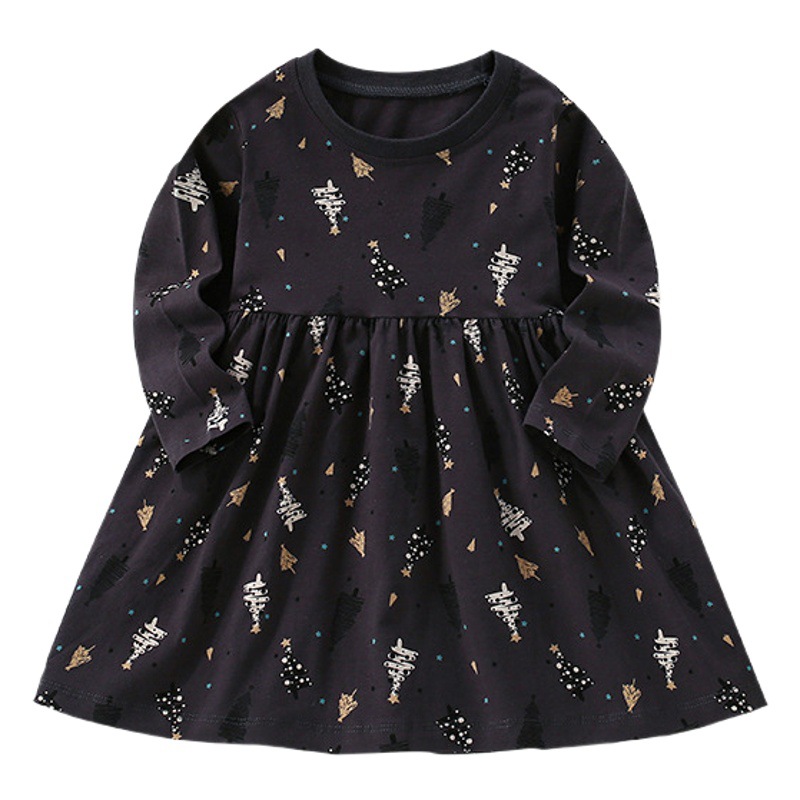 En stock malwee niños vestido de otoño nuevo estilo europeo y americano estilo occidental impreso manga larga tocando fondo vestido de princesa