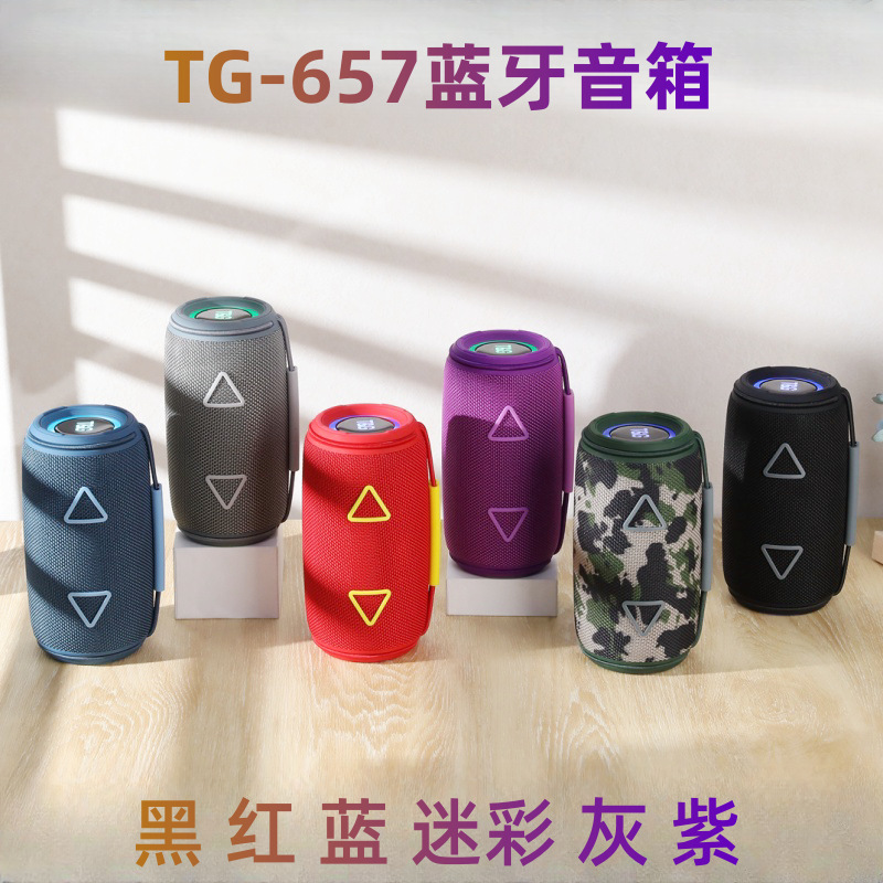 Nuevo altavoz Bluetooth transfronterizo TG657 deportes portátiles al aire libre cilíndrico RGB iluminación subwoofer portátil audio
