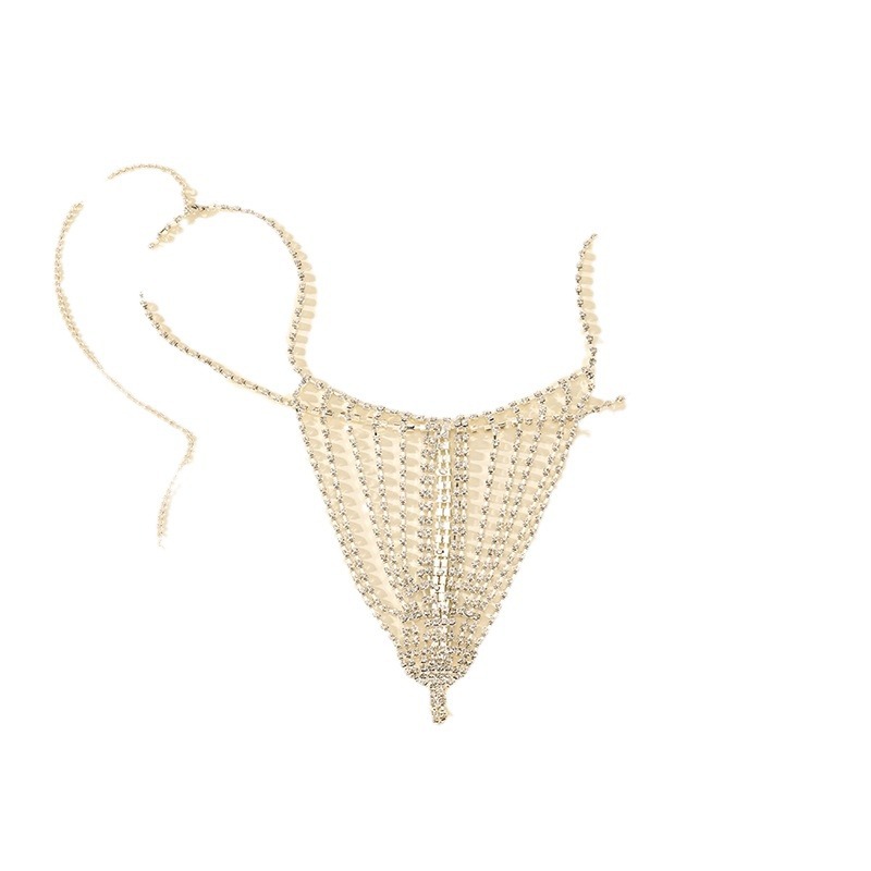 Comercio exterior transfronterizo moda europea y americana bragas de bikini de diamantes de imitación cadena de cuerpo club nocturno reina tanga cadena de cintura de diamantes completa mujer