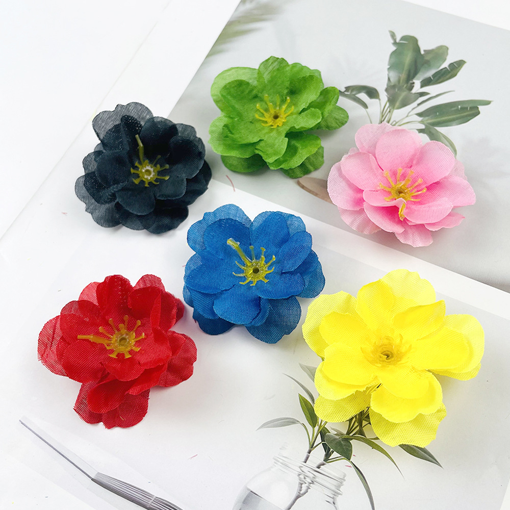 Flor de melocotón artificial flor 11 color falso flor de la cabeza de flor de seda floral danza decorativa flor árbol vid apoyos arreglo floral