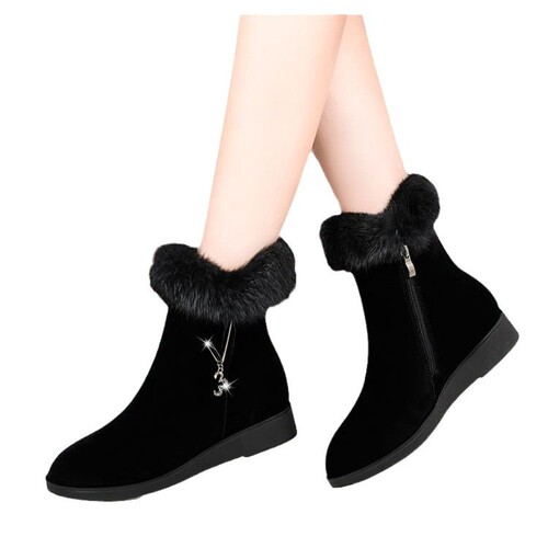 Autumn and Winter Cotton Boots Flat Short Plush Fashion Boots Boxed Rubber Soles with Fleece Thickening