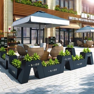Outdoor Wrought Iron Flower Box Combination Commercial Street Sales Department Outdoor Flower Trough Square Outdoor Partition Flower Bed Flower Pond