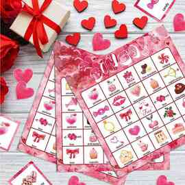 1套 颜色：图片色 材质：纸 情人节bingo game茶话会派对桌游卡片