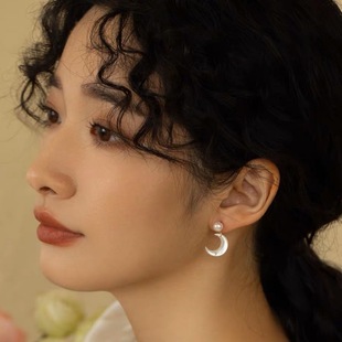 Natural Freshwater Pearl 925 Silver Needle Natural White Butterfly Shell Mother Moon Pearl Shell Earrings Earrings Earrings Immortal Beauty