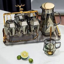 家用水壶钻石轻奢玻璃茶杯水杯套装待客厅杯子喝水加厚耐高温居家