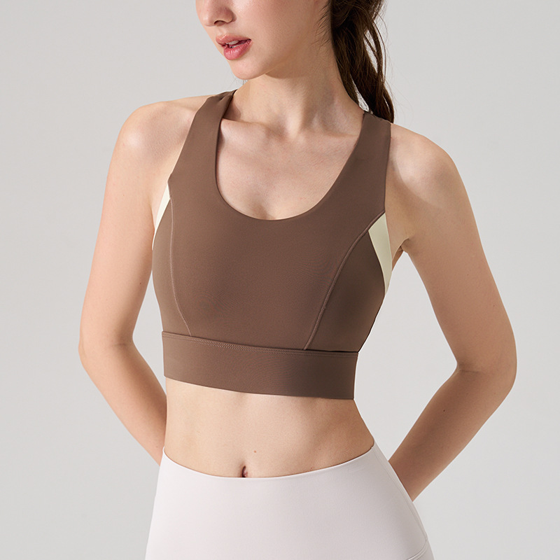 Chimei ropa interior deportiva de alta intensidad almohadilla para el pecho de una pieza sin costuras chaleco de yoga con hebilla trasera a prueba de golpes