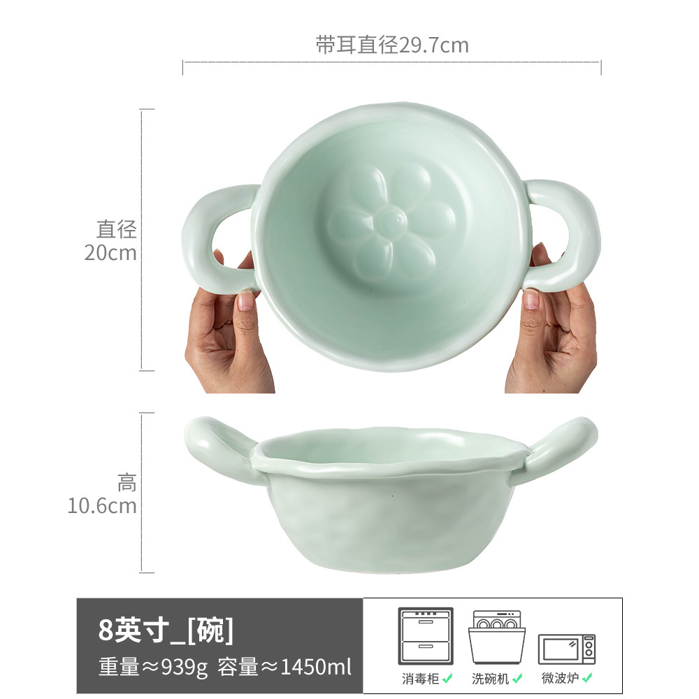 Tazón de orejas pellizcado a mano irregular, vajilla no caliente, tazón de cerámica, tazón de verduras caseras de color sólido simple, tazón de sopa, tazón de ensalada