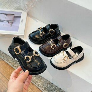2025 Spring New Girls Leather Shoes British Style All-match Fashion Platform Single-layer Shoes for Little Girls Mary Jane Princess Shoes