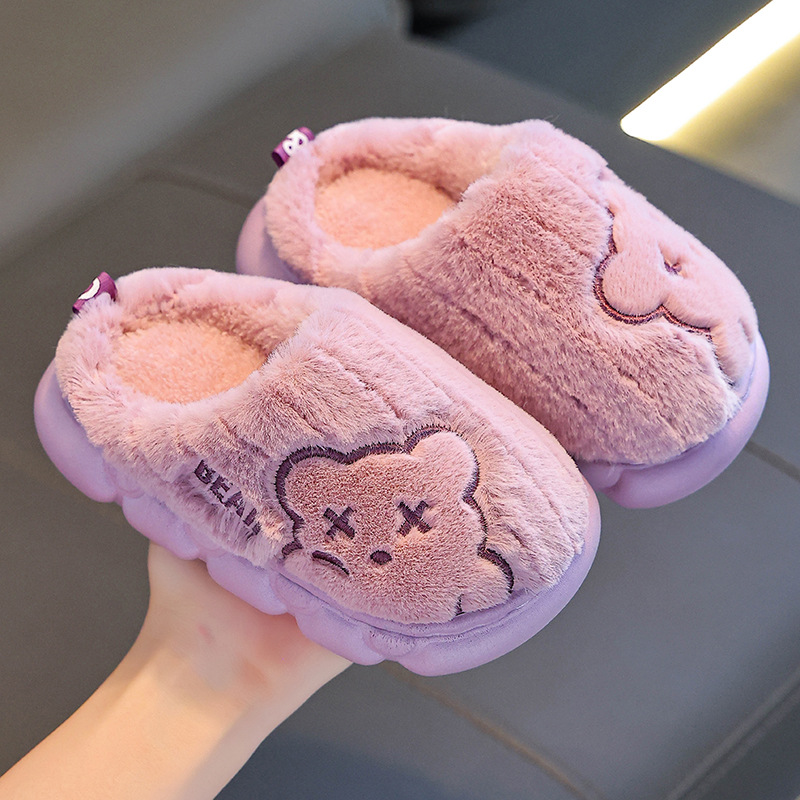 Otoño y invierno zapatillas de algodón para niños, niños y niñas, calentamiento y pelusa para padres y niños, zapatos de algodón para niños mayores y niños.