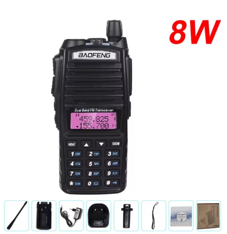 Walkie-talkie Baofeng UV82 de doble transmisor, 5W/8W de alta potencia, para exteriores, de largo alcance, con puerto Tipo-C, fabricante transfronterizo, venta al por mayor