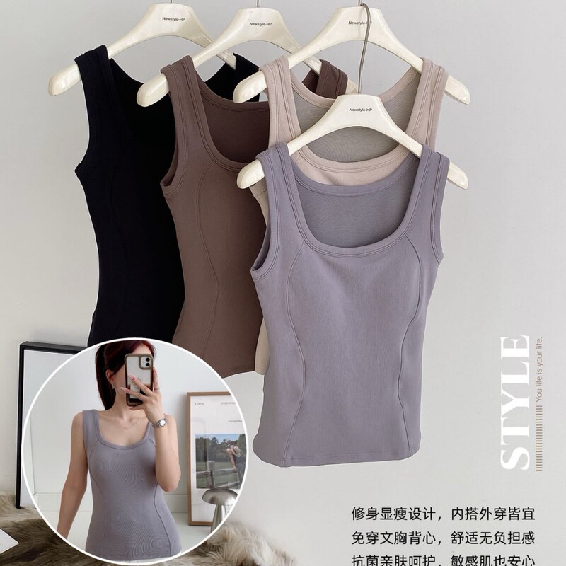 Abby&Connie9998 # Down Thermal Vest with Chest Pad, One-Piece Slim Fit, Temperature-Locking and Cold-Proof Sleeveless Top for Women