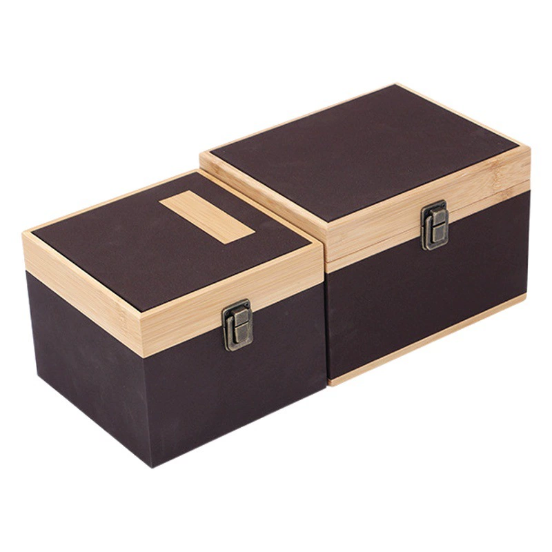 В наличии Бамбуковая ткань Пряжка Парчовая коробка Фиолетовый глиняный горшок Античная упаковочная коробка с уплотнением Бамбуковая фланель Подарочная коробка с деревянной крышкой