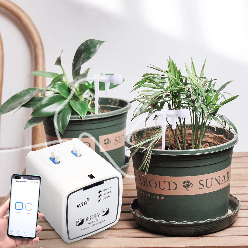 WIFI inteligente bomba doble dispositivo de riego automático teléfono móvil control remoto Dispositivo de riego balcón flor jardinería riego en maceta