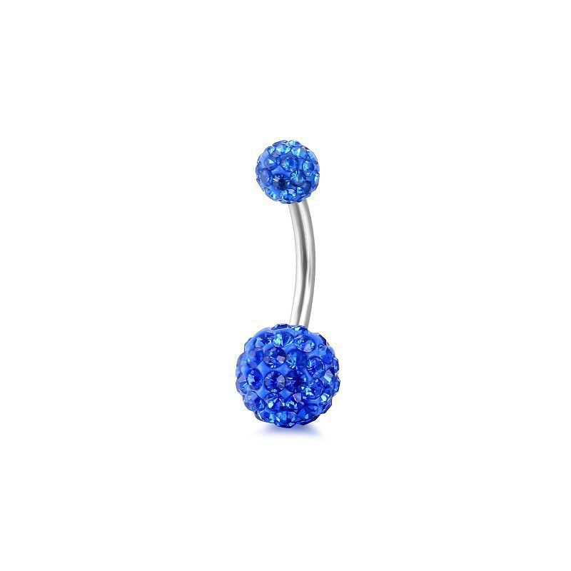 Rhinestone Belly Button Ring With Starburst Design In Steel_voghion.com
