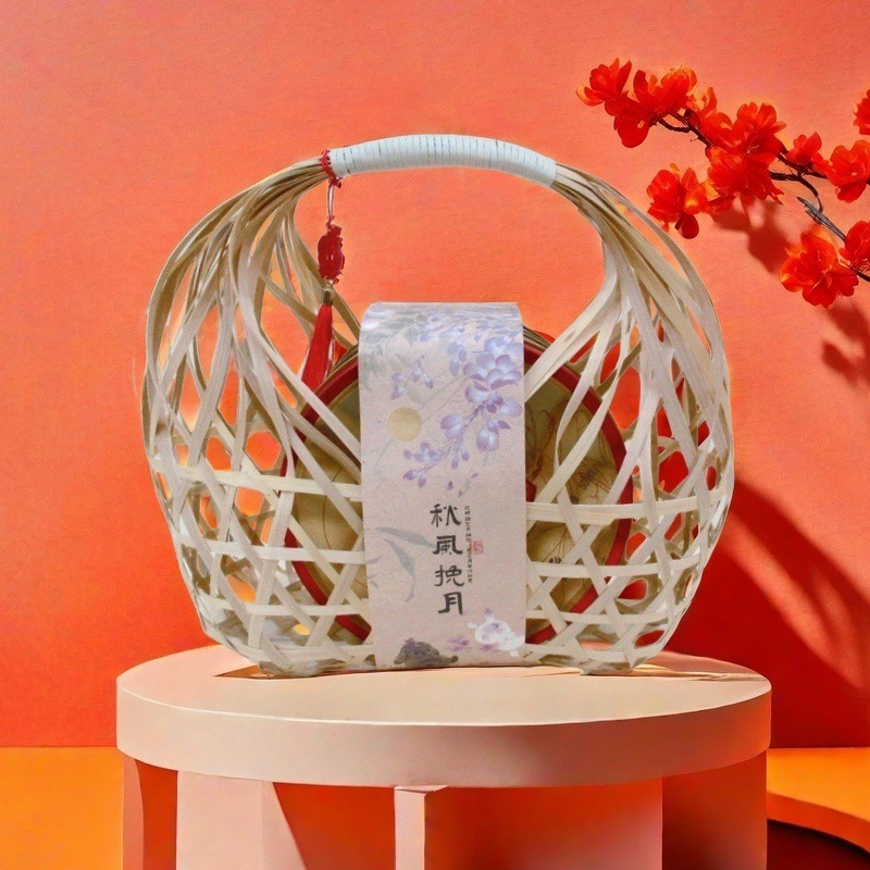 Cesta de Regalo Calada de Bambú Hecha a Mano para Festivales
