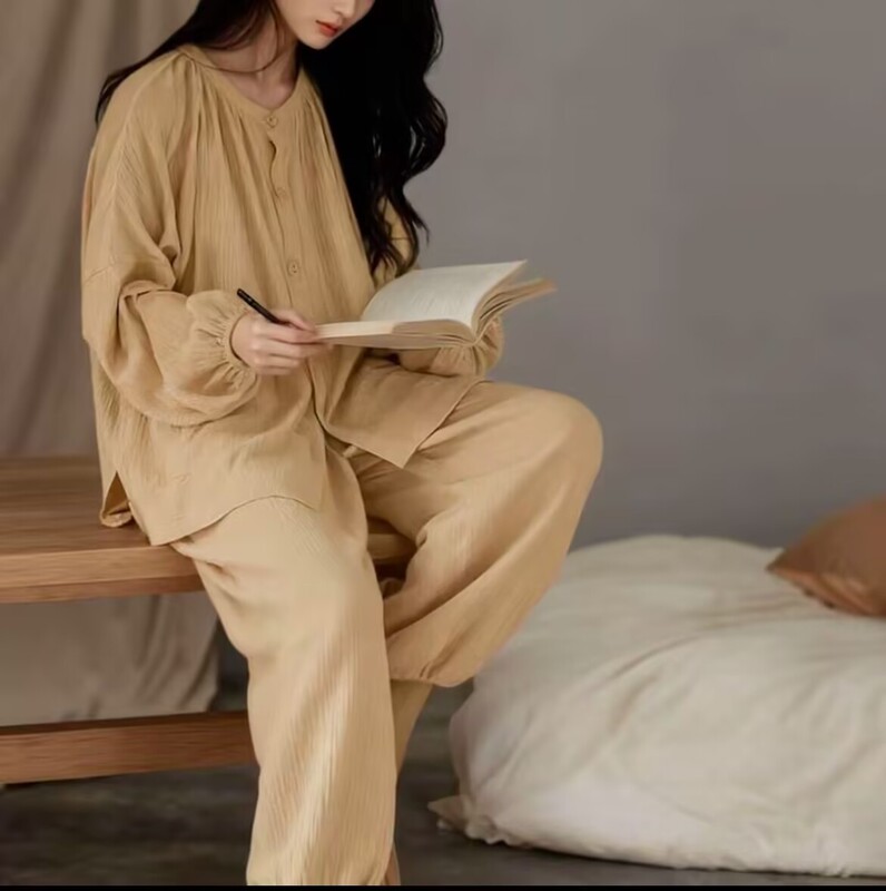 Autumn Loose, Lazy, Comfortable, Sweet, Solid Color Cardigan, Long-Sleeved Pants Set, Home Wear, Factory Direct Sales in Stock Autumn Loose, Lazy, Comfortable, Sweet, Solid Color Cardigan, Long-Sleeved Pants Set, Home Wear, Factory Direct Sales in Stock