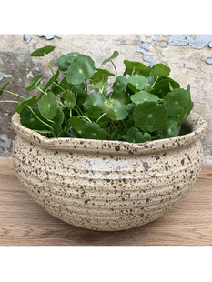 Handmade Coarse Pottery Clay Hydroponic Flower Pot Without Holes Large Platter Bonsai Potted Copper Coin Grass Bowl Lotus Water Lily Lotus Pot