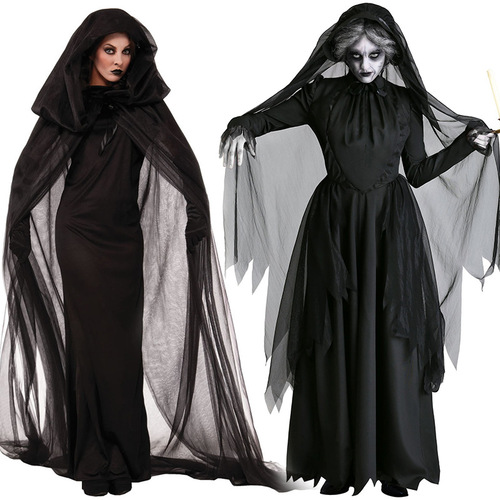  Halloween Costumes Ghost Bride Witch Vampire Cosplay Performance Game Costume Horror European and American Cloak