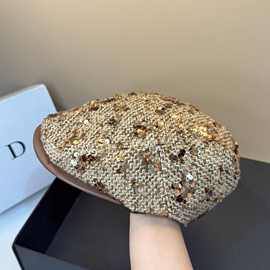 高品质皮檐亮片个性前进帽时髦百搭减龄背头帽韩版显脸小休闲鸭舌