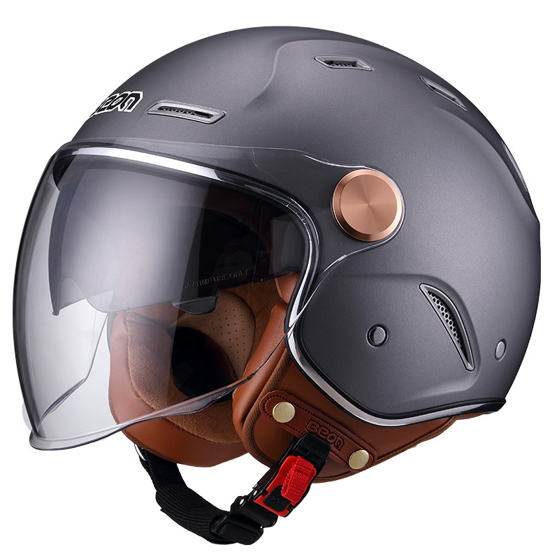Beon estándar nacional 3C certificado doble lente retro casco motocicleta coche eléctrico 3/4 medio casco caliente cuatro estaciones
