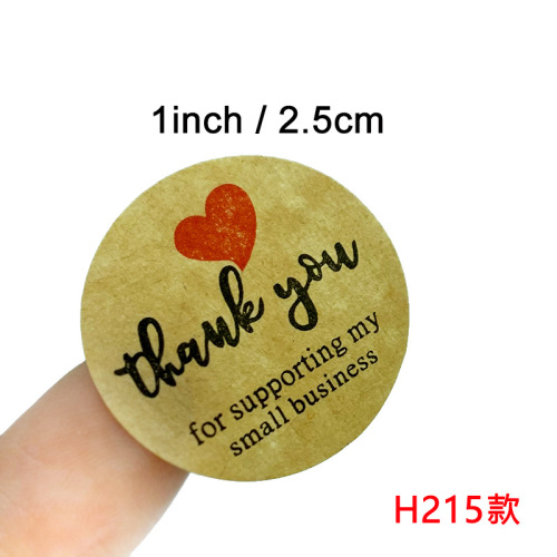 Original color kraft paper self-adhesive sealing sticker packaging decoration handwritten sticker round thank you roll baking label